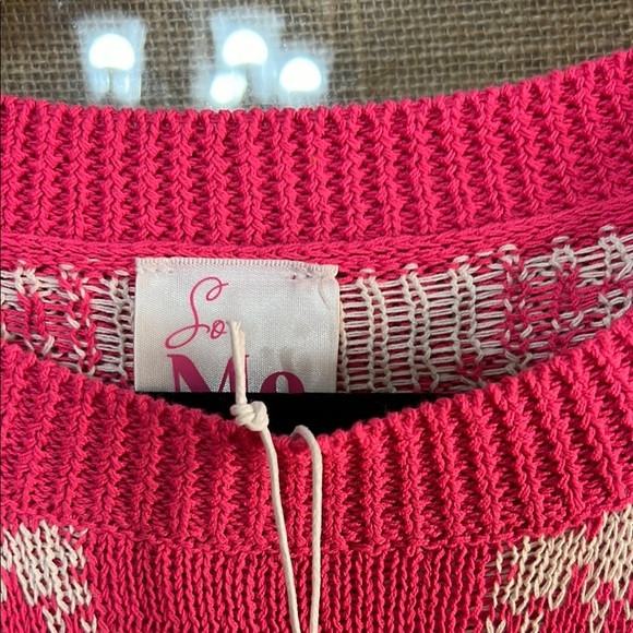 Pink and White Knit Bow Boutique Sweater - Picture 4 of 5